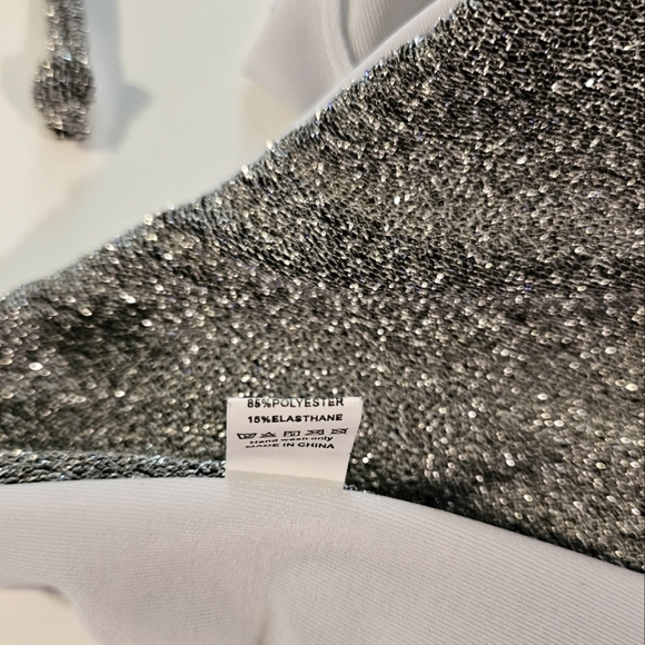 Silver Metallic Shimmering Swim Bikini Bottom - Picture 4 of 5